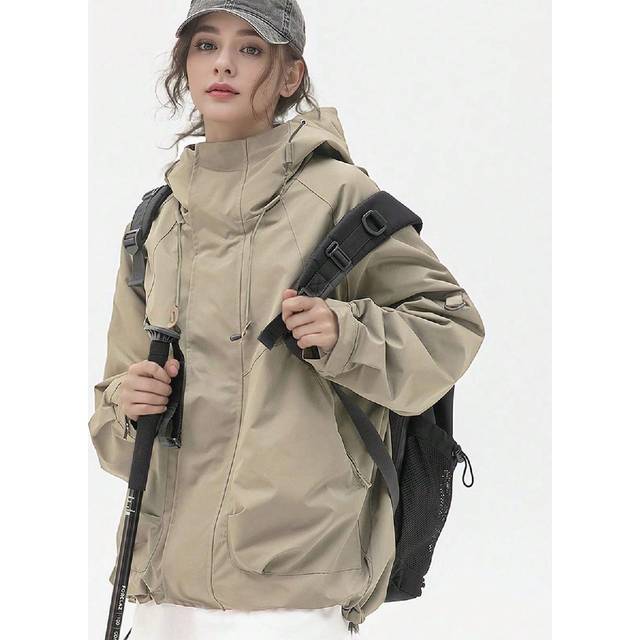 SHEIN Autumn Women Winderbreaker Jacket Waterproof Lightweight Loose Fit Outdoor Jacket Long Sleeve With Hooded Spring Women Clothes