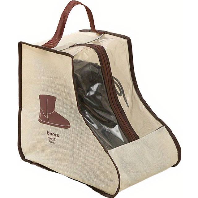 TEMU 1pc Portable Shoe Storage Bag With Handle, Long & Short Boots Organizer, Home Shoes Organization Solution, Clear Window Design