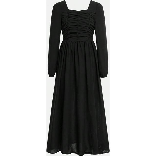 SHEIN Tween Girls Elegant Square Collar Long Sleeve Dress, Modest And Fashionable, Suitable For Spring, Fall And Spring, And Winterholiday,Summer,Travel,Get