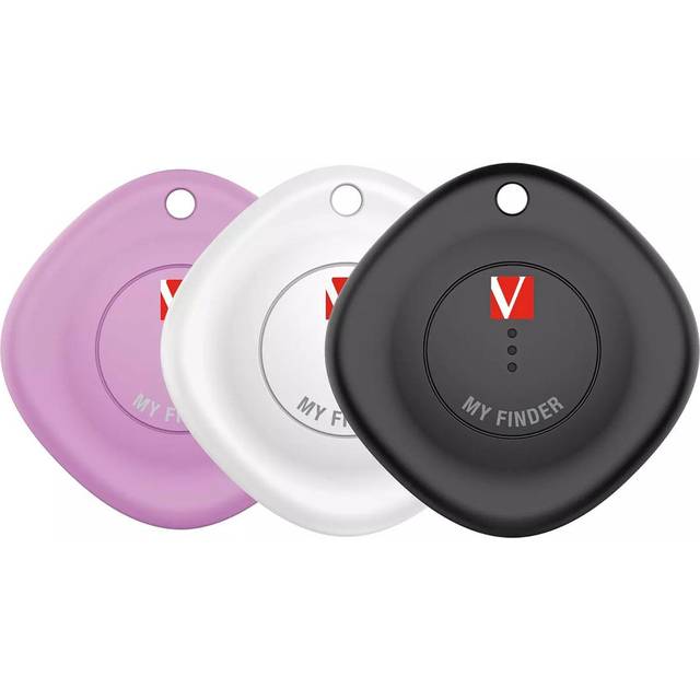 Verbatim My Finder set om 3, Bluetooth-spårare för ryggsäck, resväska, plånbok, nyckel och Co, kompatibel med Apple "Var är?" Nyckelfinnare med utbytbart batteri
