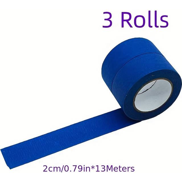 TEMU 3 Rolls Of Blue Masking Tape - Multi-surface Painter's Tape For Painting & Decorating, Durable & Easy To Remove, Decorating Supplies | Decorative Tape | Smooth Texture
