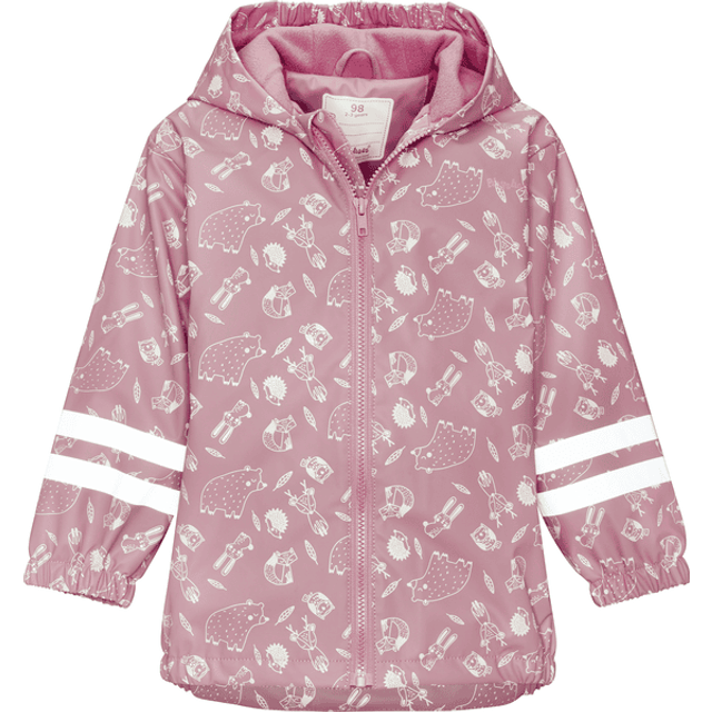 Playshoes Unisex barn fleecefoder regnjacka, rosa helover, 92, Rosa heltryck, 92