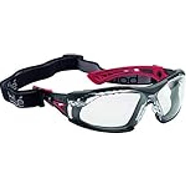 Bolle RUSH+ Safety Glasses Red/Black Temples + Foam & Strap Clear Lens