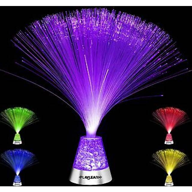 Playlearn Fibre Optic Colour Changing Lamp, Crystal Filled Base - 4 Colours Battery Operated, For Kids, Adults - 13 Inch  Mood Novelty Lamp Bedroom...