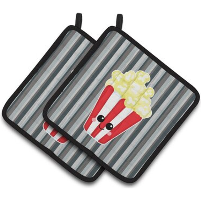 Caroline's Treasures BB7053PTHD Popcorn Face Pair of Pot Holders  7.5 x 7.5  Multicolor