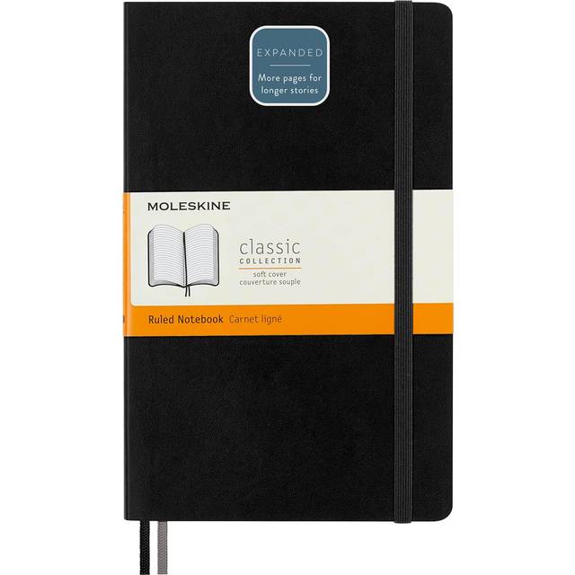 Moleskine - Classic Expanded Ruled Paper Notebook - Soft Cover and Elastic Closure Journal - Color Black - Size Large 13 x 21 A5 - 400 Pages
