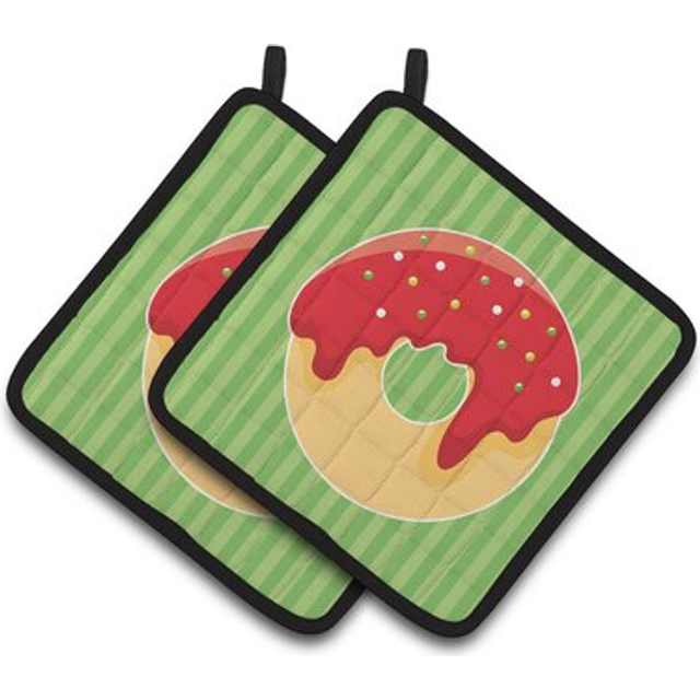 Caroline's Treasures BB6818PTHD Christmas Donut Pair of Pot Holders  7.5 x 7.5  Multicolor