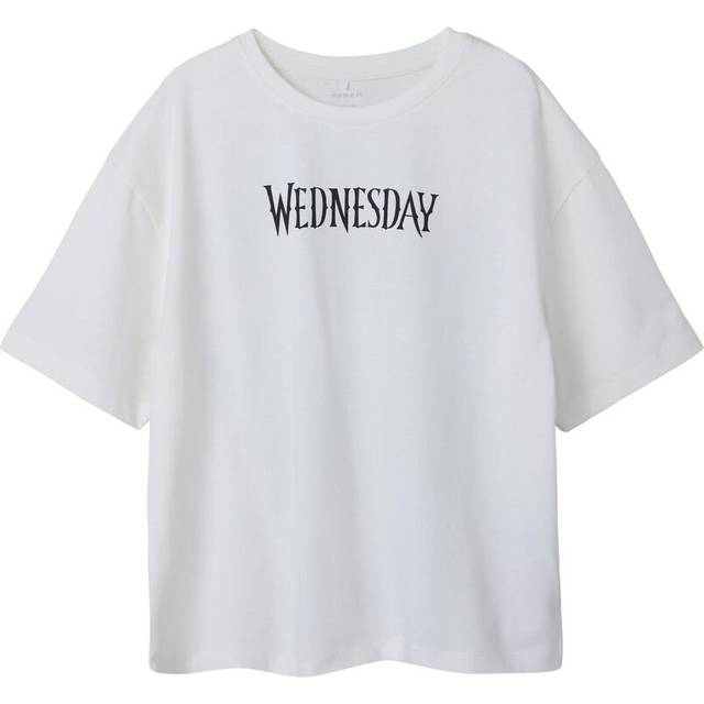 NAME IT Nkfdyp Wednesday Ss Rlx Top Box Noos Sky |Vit |134-140