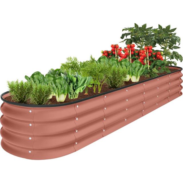 Best Choice Products 8x2x1ft Outdoor Metal Raised Garden Bed  Oval Deep Root Planter Box for Vegetables  Flowers  Herbs  and Suc