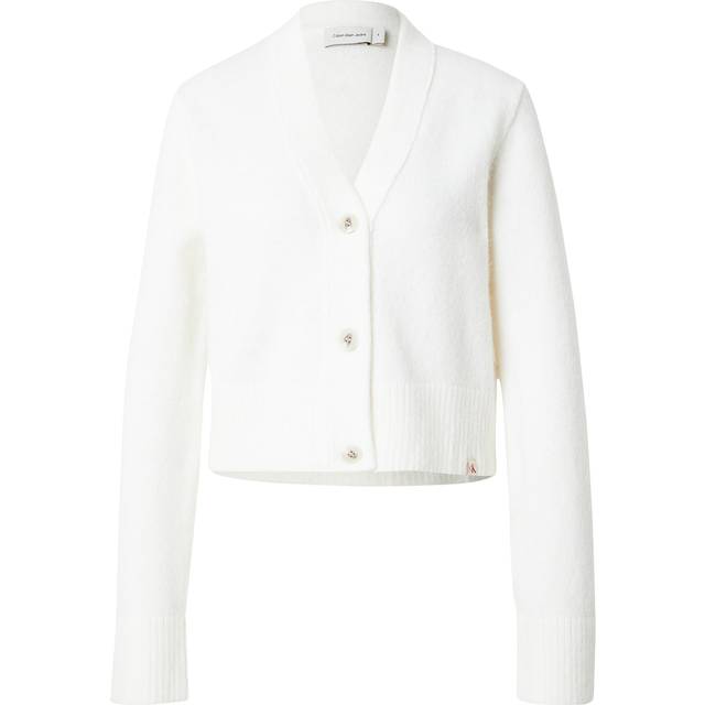Plush Wool Blend Cardigan - White - XXS