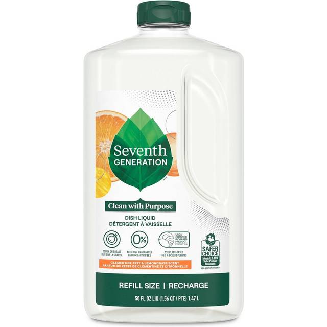 Seventh Generation Dish Liquid Soap Refill - Clementine Zest & Lemongrass 50 fl oz