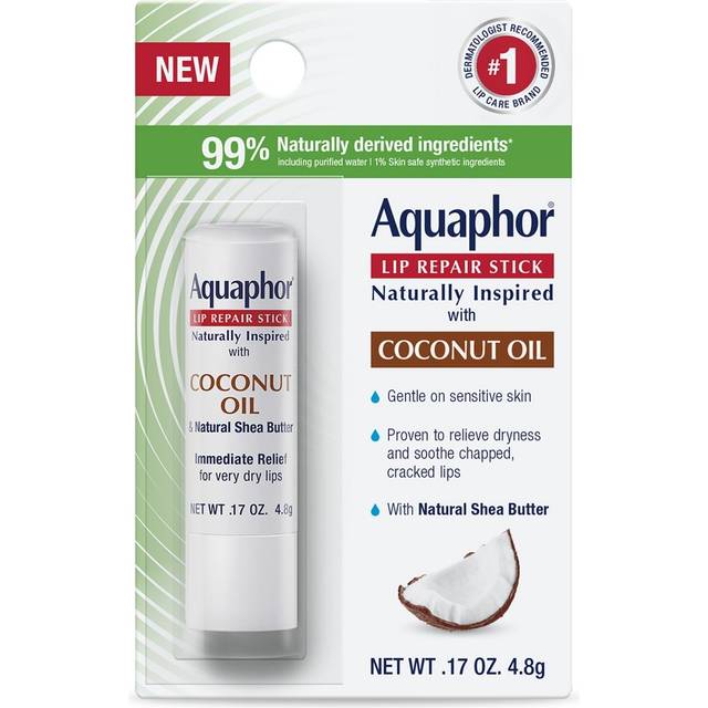 Aquaphor Naturally Inspired Lip Repair Stick with Coconut Oil and Shea Butter  Hydrating Lip Balm Stick Immediately Relieves Dryness and Soothes Chapp