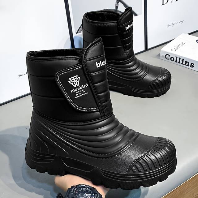 TEMU Men's Winter Snow Boots - Big Size, High Quality & Insulated With Fleece Lining For , High Tops For Outdoor/casual Wear