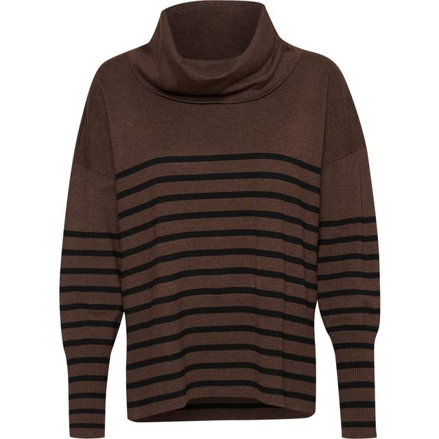 Striped Cowlneck Pullover Jumper Dark Melange