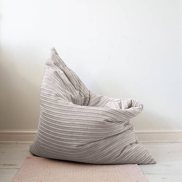 rucomfy Jumbo Cord Floor Cushion Beanbag - Platinum Grey (Small)