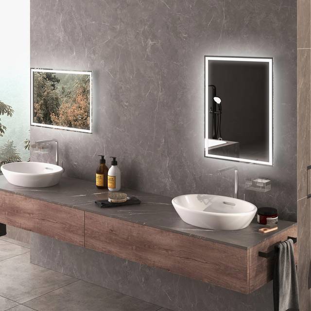 Bathroom Mirror With LED Light, 3-Color Illuminated Vanity Mirror, Defog Film And Memory Function - Silver