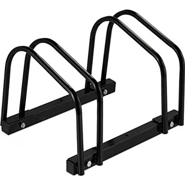 Floor Bike Rack, for 2 Bicycles, Metal, Outdoor Parking Stand, Garage, HxWxD: 27 x 40.5 x 33 cm, Black