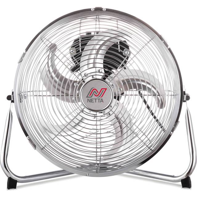 "NETTA 12"" Gym Floor Fan with 5 Blades - 3 Speeds And Tilt - Chrome"