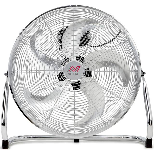 NETTA 20 Inch Gym Floor Standing Fan – With 5 Blades – 3 Speed Settings And Tilt Option – Chrome (58cm H X 59cm W X 20.5cm D)