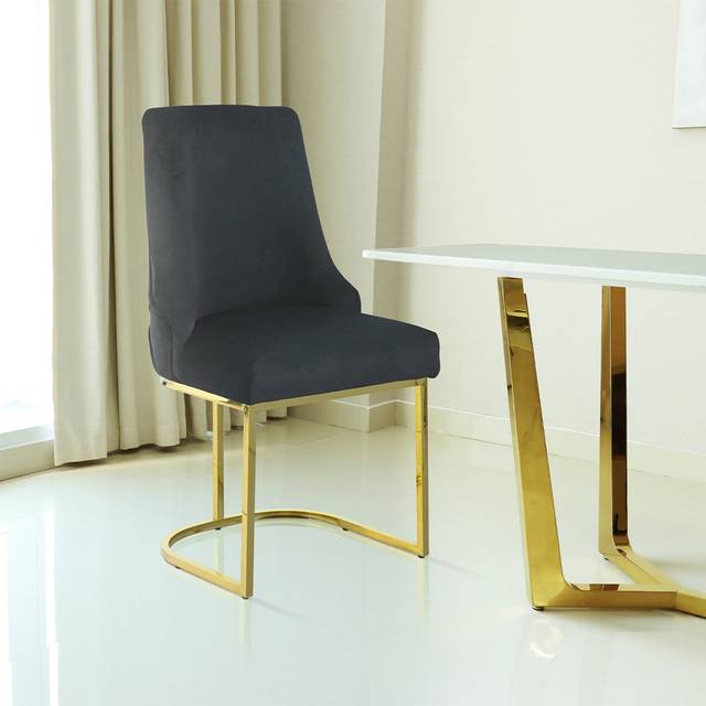 Upholstered Velvet Dining Chair with Stainless Steel Metal Base, Modern Accent Occasional Chair