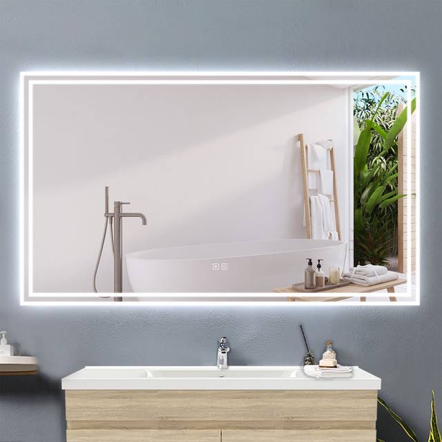 Aleander Lighted Wall Bathroom / Vanity Mirror - White (70cm x 120cm)