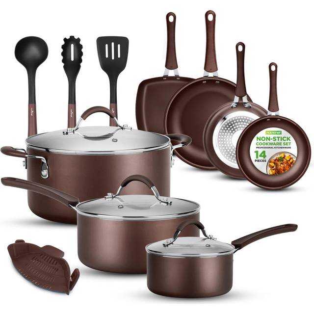Hixon 14 - Piece Aluminium Cookware Set - Brown (14)