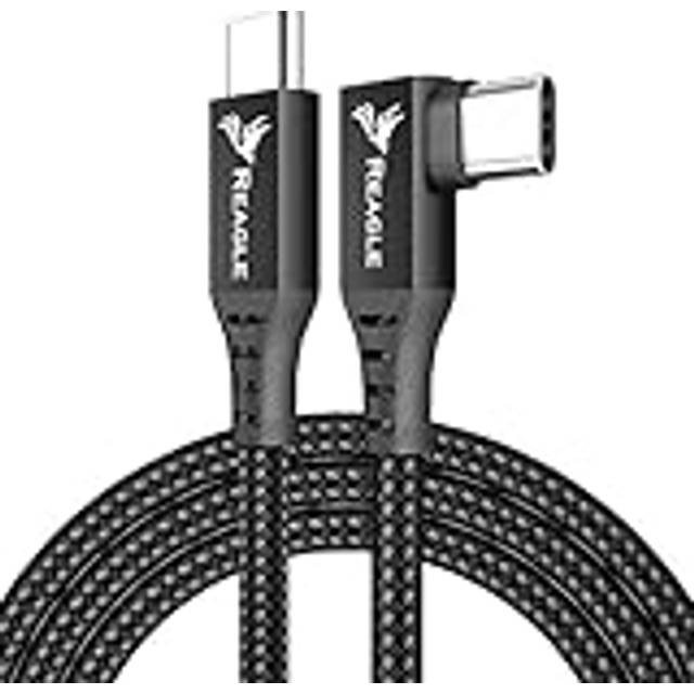 Reagle kabel 5 m för OCULUS LINK SteamVR QUEST 2 META USB C USB 3.2 Gen 2 10 Gbps 3A vinkelkontakt nylonnät kompatibel med Meta Oculus Quest Pico