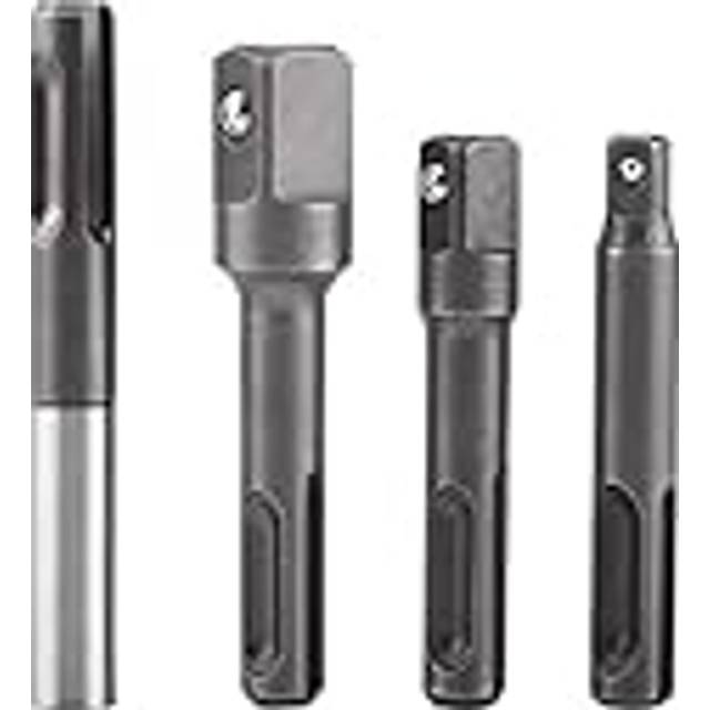 "SDS Plus Shank to 1/4"" Hex Socket Adaptor + 1/4"" 3/8"" 1/2"" Square Drill Bit Holder Extension Connector for Screws, Nuts, Any Drill and Handheld Driver"