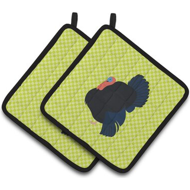 Caroline's Treasures Norfolk Black Turkey Green Decorated Pot Holder  7.5 x 7.5