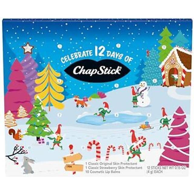 ChapStick 12 Days of Holiday Advent Calendar Lip Balm Gift Set  015 Oz