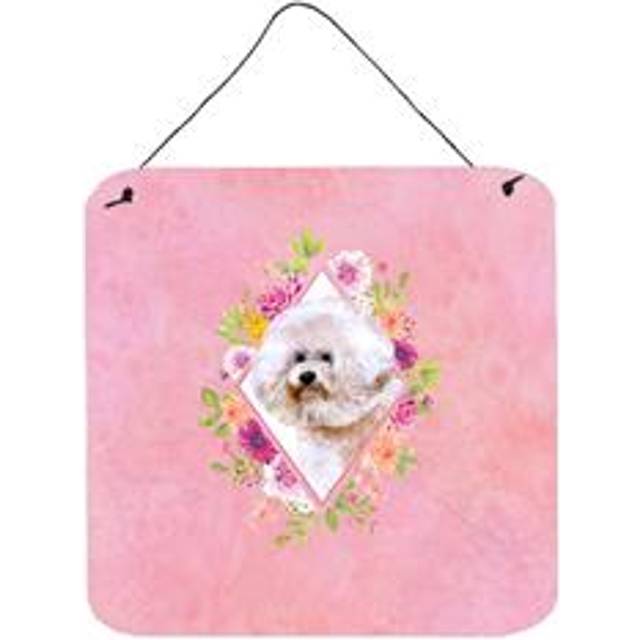 """""Caroline's Treasures Bichon Fris #1 Pink Flowers Door Hanging Prints wall-decor  Multicolor"""""