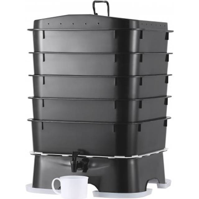 VEVOR Schnellkomposter 18-50L Gartenkomposter 400x400x650mm Thermokomposter HDPE-Kunststoff Kompostierer Inkl. 5 Schalen & ein Auffangbeh&#xE4;lter Kompostbeh&#xE4;lter Kompostierung Reduzierung des Hausm&#xFC;lls