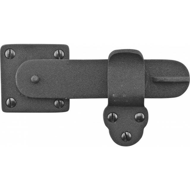 Renovators Supply Manufacturing Door Latch 5 3/4 in. Black Wrought Iron Gate Latch/Barn Door Latch Lock with Mounting Hardware