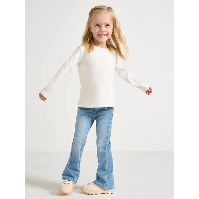 Lindex Kids' Freja Flared Pull-Up Jeans, Light Denim