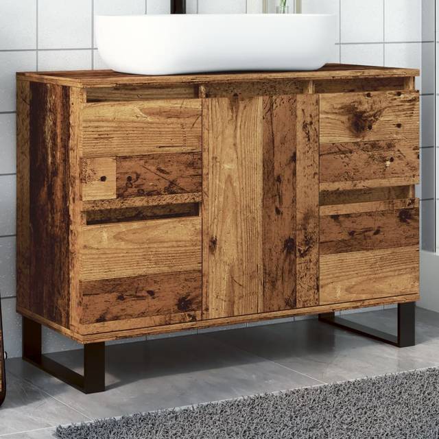 vidaXL Bathroom Sink Cabinet Old Wood 80x33x60 cm Engineered Wood - Brown