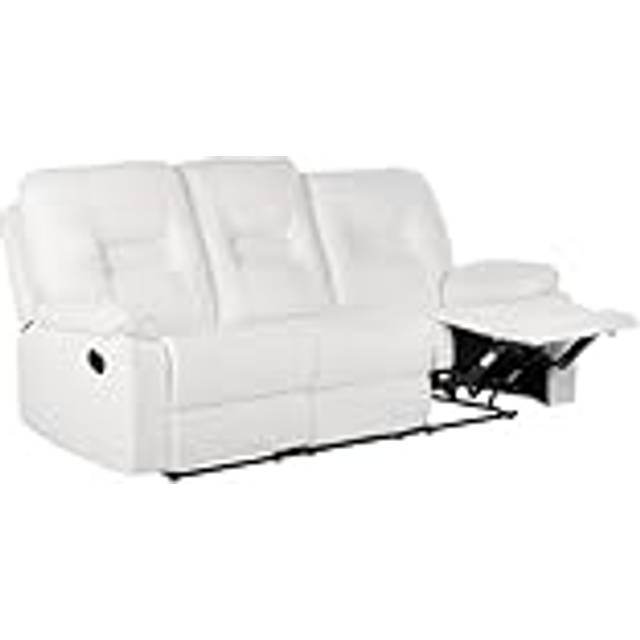 3-sits Reclinersoffa manuell Bergen Vit, Svart - Biosoffa & reclinersoffa Vit,Svart Trä
