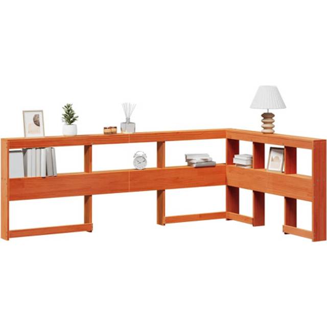 (wax brown, 138.5 x 208.5 x 80 cm) vidaXL Bookcase Headboard Bedroom Back Headboard L-Shaped Solid Wood Pine
