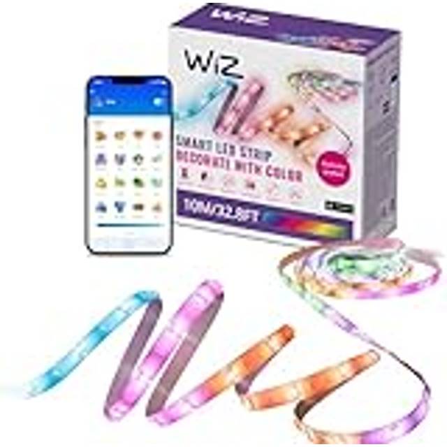 Wiz Rgbic Led-Ljusremsa, 10m, Kan Klippas för att Passa, 16 Miljoner Färger + Nyanser av Vit, Ansluts till Ditt Wi-Fi, Röst- Appstyrning, Fungerar med Google Home, Alexa och Homekit