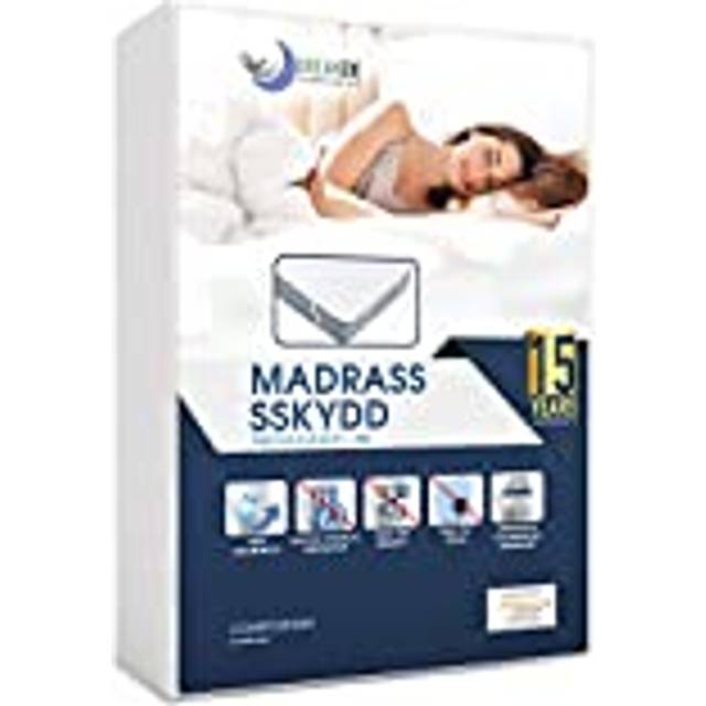 Dreamzie Vattentätt Madrassskydd - För Madrass 200 x 200 cm - Madrassdyna Andningsbar Bomullsmadrass - 15 Års Garanti