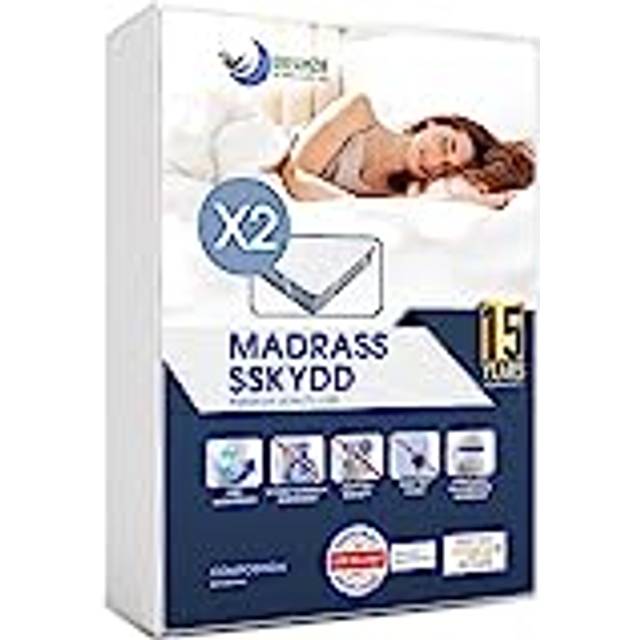 Dreamzie Vattentätt Madrassskydd - För Madrass 160 x 200 cm - Madrassdyna Andningsbar Bomullsmadrass - 15 Års Garanti
