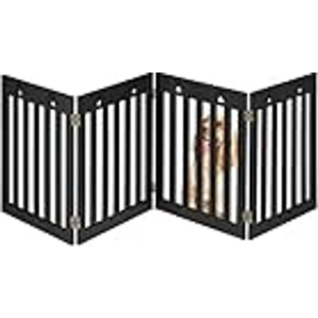 Relaxdays - Dog Barrier Fence, 4-part, Free-standing, Stair Gate Protection, HxW: 60 x 204 cm, Foldable, Safety, Black