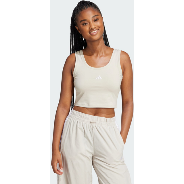 adidas Sportswear Women's Essentials Cotton Tank - Black, Black/White, Size 2Xl, Women - 2XL