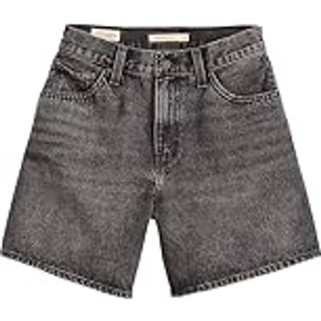 Levi's – Svarta, baggy jeansshorts med tvättad finish och hög midja-Svart/a
