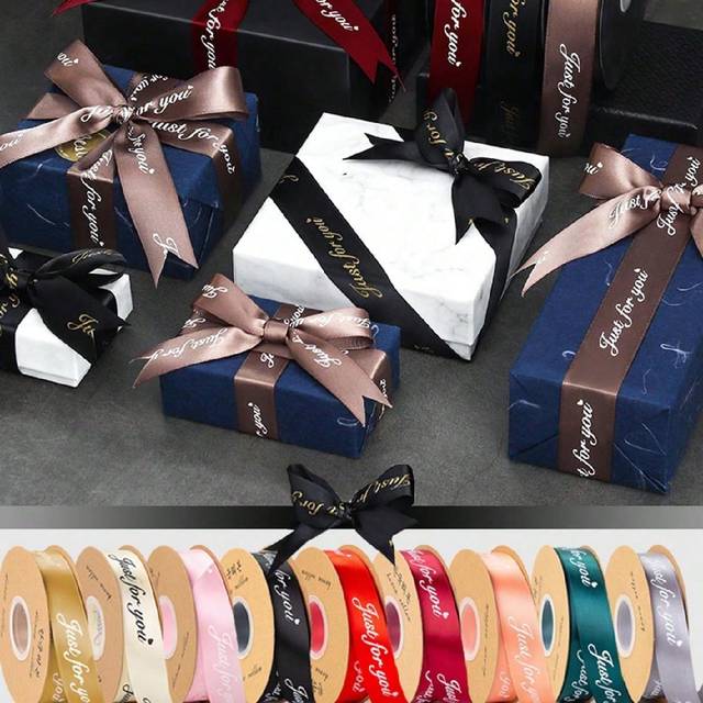 SHEIN 1 Inch Wide Satin Ribbons Roll,10M&50 Yards Printing Just For You Fabric Craft Heart Ribbon For Wedding Birthday Valentine&#39;s Day Anniversary Flowers F
