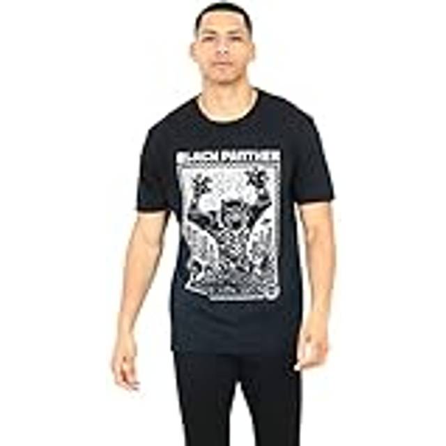 Black Panther Lino Cut Mens Mens T-Shirt Black