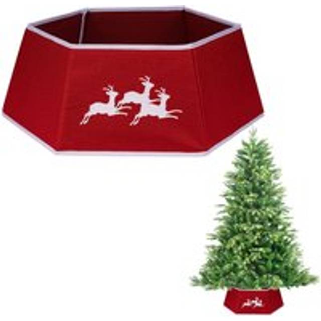 (Red) Christmas Tree Collar Skirt Stand Base Trunk Cover Foldable Xmas DÃ©cor