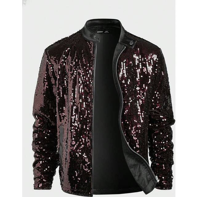 Manfinity Men Zip Up Sequin Jacket Fashionable Daily