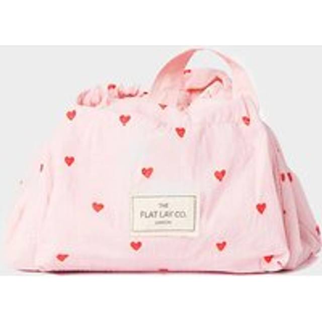 The Flat Lay Co. Marshmallow Drawstring Makeup Bag in Pink Hearts, One Colour, Women