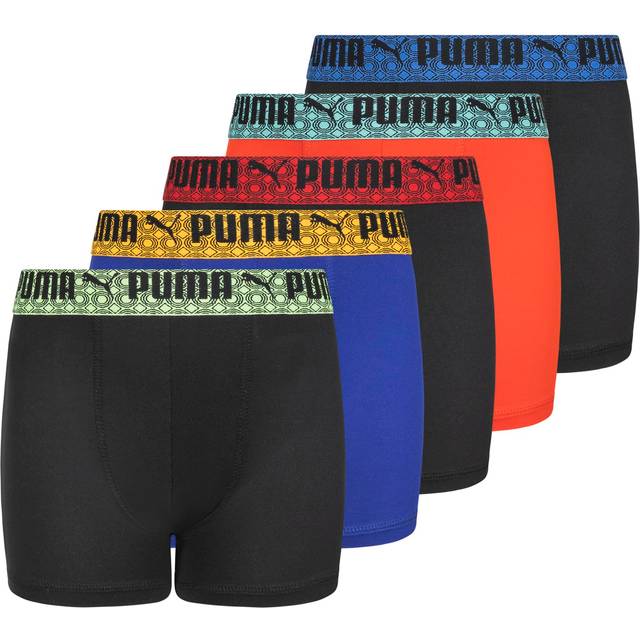 PUMA Boys' 5 Pack Performance Boxer Briefs  Black/Orange