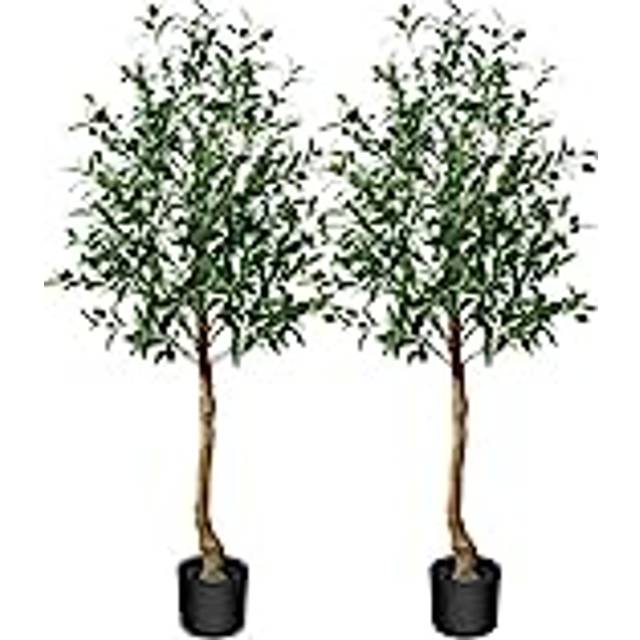 CROSOFMI Artificial Olive Tree Plant 120 cm Fake Topiary Silk Tree, Perfect Faux Plants in Pot for Indoor Outdoor House Home Office Garden Modern